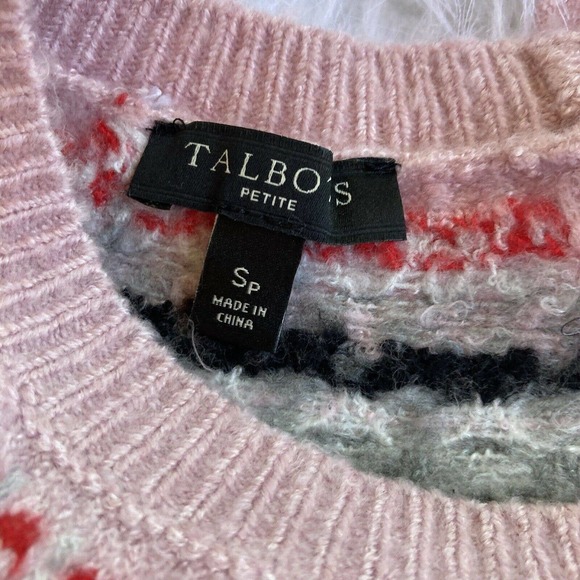 Talbots Sweater Knit Womens Sz S Petite Tie Neck Sequins Holidays Pullover. - Picture 3 of 9